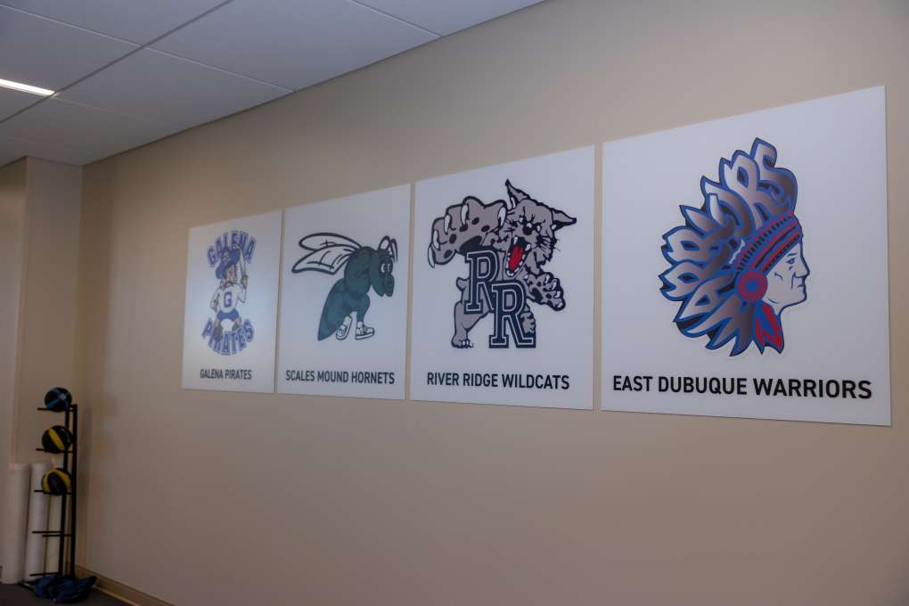 Midwest Fitness Center - Athletic Training Galena, Scales Mound, River Ridge & East Dubuque High School Logos