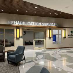 Rehabilitation Services are located off of the South Lobby at Midwest Medical Center in Galena Illinois
