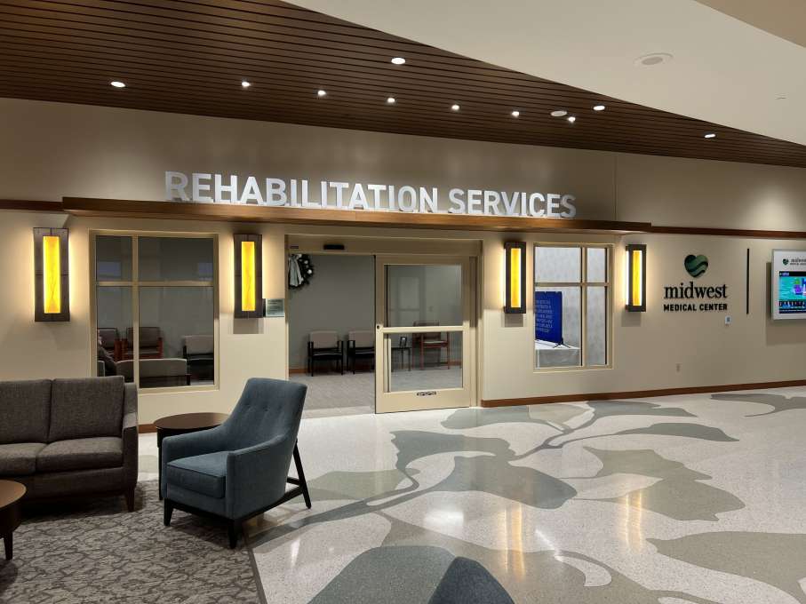 Rehabilitation Services are located off of the South Lobby at Midwest Medical Center in Galena Illinois